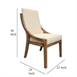 Ale Dining Side Chair Set of 2- Ivory Fabric- Natural Brown Pine Wood