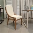 Ale Dining Side Chair Set of 2- Ivory Fabric- Natural Brown Pine Wood