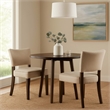 Rea Dining Side Chair Set of 2- Beige Fabric- Oak Brown Solid Wood