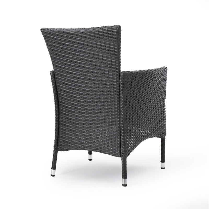 Marri Patio Dining Chair Set of 2- Ergonomic- Gray Wicker Design- Beige
