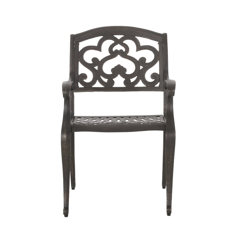 Serb Outdoor Dining Patio Chair Set of 2- Handcrafted Metal Copper Patina