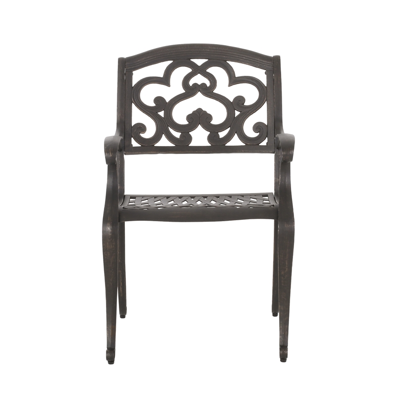 Serb Outdoor Dining Patio Chair Set of 2- Handcrafted Metal Copper Patina