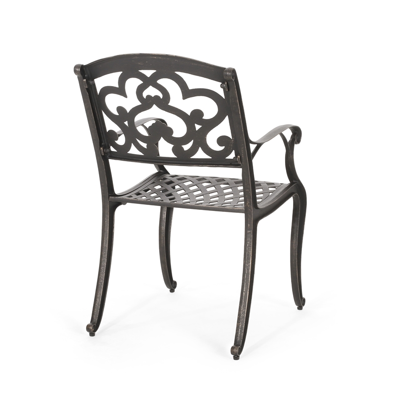 Serb Outdoor Dining Patio Chair Set of 2- Handcrafted Metal Copper Patina