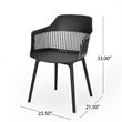 Outdoor Patio Chair Set of 2- Curved Back- Weather Resistant Black Finish