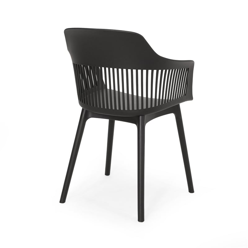 Outdoor Patio Chair Set of 2- Curved Back- Weather Resistant Black Finish