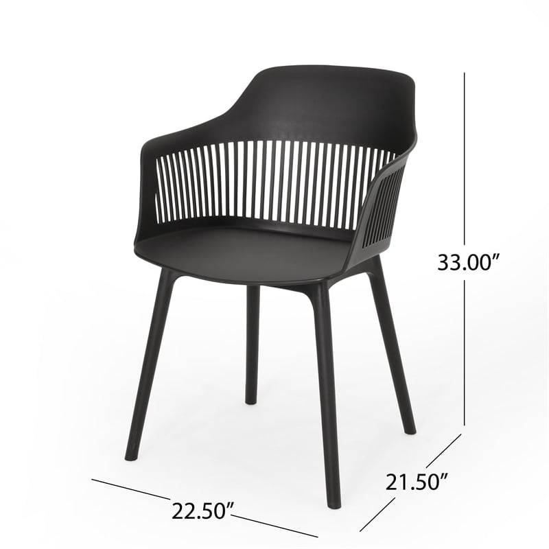 Outdoor Patio Chair Set of 2- Curved Back- Weather Resistant Black Finish