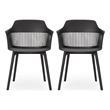 Outdoor Patio Chair Set of 2- Curved Back- Weather Resistant Black Finish
