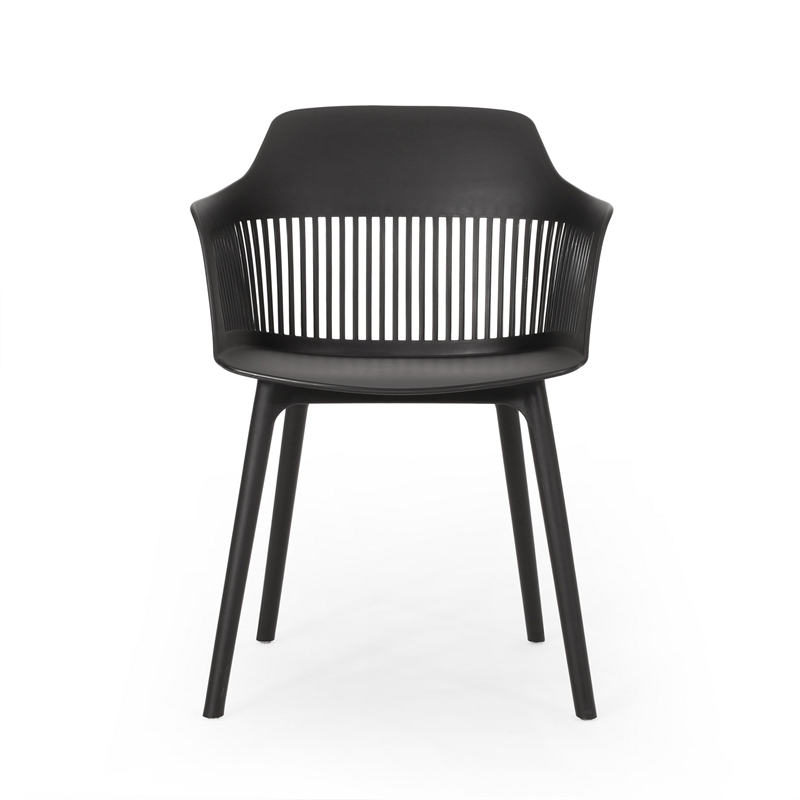 Outdoor Patio Chair Set of 2- Curved Back- Weather Resistant Black Finish