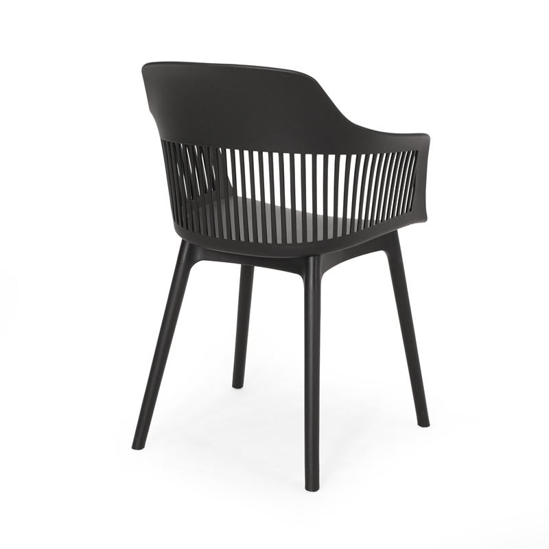 Outdoor Patio Chair Set of 2- Curved Back- Weather Resistant Black Finish