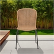 Outdoor Patio Chair Set of 2- Rattan Light Brown Wicker Weave- Scrolled