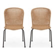Outdoor Patio Chair Set of 2- Rattan Light Brown Wicker Weave- Scrolled