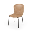 Outdoor Patio Chair Set of 2- Rattan Light Brown Wicker Weave- Scrolled