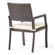 Roeh Outdoor Dining Chair Set of 2- Contemporary Wicker and Brown Fabric