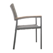 Outdoor Dining Chair Set of 2- Mesh Seat- Gray Rattan and Brown Faux Wood