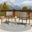 Outdoor Dining Chair Set of 2- Mesh Seat- Gray Rattan and Brown Faux Wood