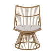 Laine 2 Piece Side Table and Chair Set- Light Brown Outdoor Faux Rattan