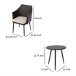Kenny 3pc Outdoor Accent Chair Set- 1 Table- White- Brown Rattan- Iron