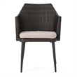 Kenny 3pc Outdoor Accent Chair Set- 1 Table- White- Brown Rattan- Iron