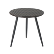 Kenny 3pc Outdoor Accent Chair Set- 1 Table- White- Brown Rattan- Iron