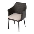 Kenny 3pc Outdoor Accent Chair Set- 1 Table- White- Brown Rattan- Iron