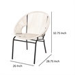 Sanu Outdoor Accent Chair Set of 2- White PE Rattan- Black Iron- Round Back