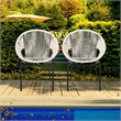 Sanu Outdoor Accent Chair Set of 2- White PE Rattan- Black Iron- Round Back