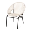 Sanu Outdoor Accent Chair Set of 2- White PE Rattan- Black Iron- Round Back