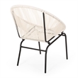 Sanu Outdoor Accent Chair Set of 2- White PE Rattan- Black Iron- Round Back