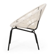 Sanu Outdoor Accent Chair Set of 2- White PE Rattan- Black Iron- Round Back