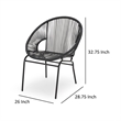 Sanu Outdoor Accent Chair Set of 2- PE Rattan- Black Iron- Round Backrests
