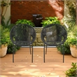 Sanu Outdoor Accent Chair Set of 2- PE Rattan- Black Iron- Round Backrests