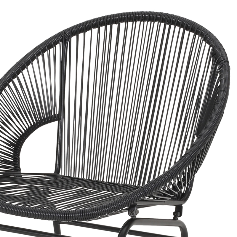 Sanu Outdoor Accent Chair Set of 2- PE Rattan- Black Iron- Round Backrests