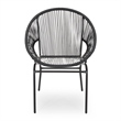 Sanu Outdoor Accent Chair Set of 2- PE Rattan- Black Iron- Round Backrests