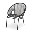 Sanu Outdoor Accent Chair Set of 2- PE Rattan- Black Iron- Round Backrests
