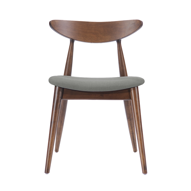 Side Dining Chair Set of 2- Round Rubberwood Splayed Legs- Gray Brown