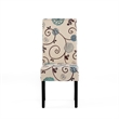 Dining Chair Set of 2- Beige Fabric- Soft Cushions- Black Rubberwood