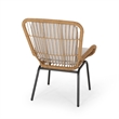 Outdoor Accent Chair Set of 2- White Fabric- Brown Faux Rattan- Black