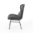 Outdoor Round Accent Chair Set of 2- Gray Faux Rattan- Black Iron