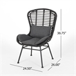 Outdoor Round Accent Chair Set of 2- Gray Faux Rattan- Black Iron