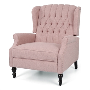Jade Oversize Wide Chair Manual Recliner- Wingback- Pink Tufted