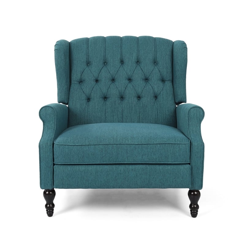 Jade Oversize Wide Chair Manual Recliner- Wingback- Teal Button Tufted