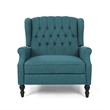 Jade Oversize Wide Chair Manual Recliner- Wingback- Teal Button Tufted