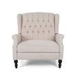 Jade Oversize Wide Chair Manual Recliner- Wingback- Beige Tufted