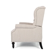 Jade Oversize Wide Chair Manual Recliner- Wingback- Beige Tufted
