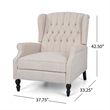 Jade Oversize Wide Chair Manual Recliner- Wingback- Beige Tufted