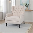 Jade Oversize Wide Chair Manual Recliner- Wingback- Beige Tufted