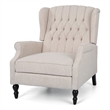Jade Oversize Wide Chair Manual Recliner- Wingback- Beige Tufted
