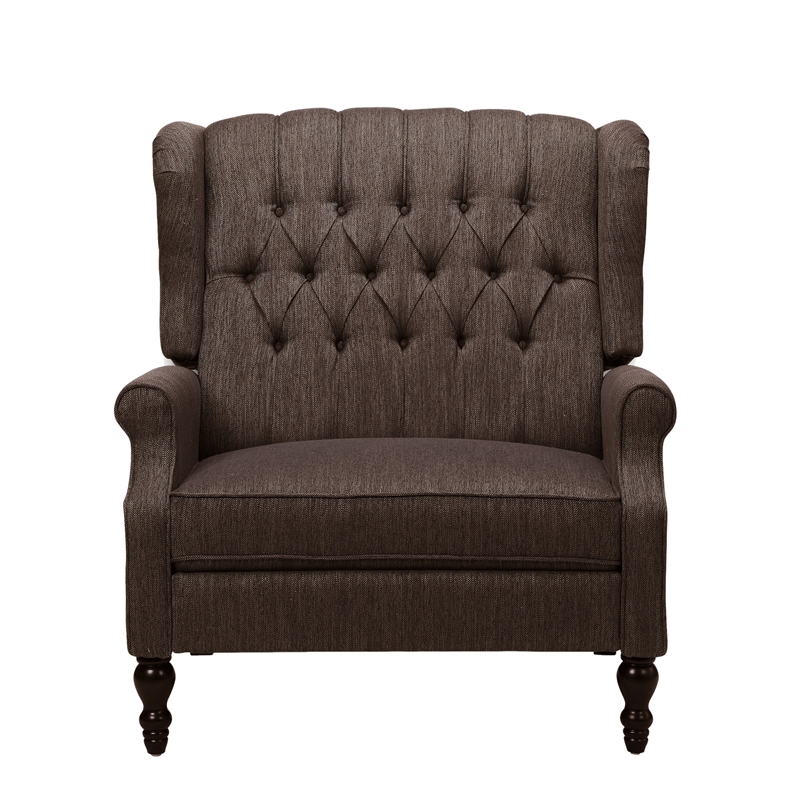 Jade Oversize Wide Chair Manual Recliner- Wingback- Brown Tufted