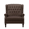 Jade Oversize Wide Chair Manual Recliner- Wingback- Brown Tufted