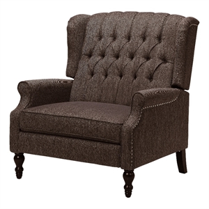 Jade Oversize Wide Chair Manual Recliner- Wingback- Brown Tufted